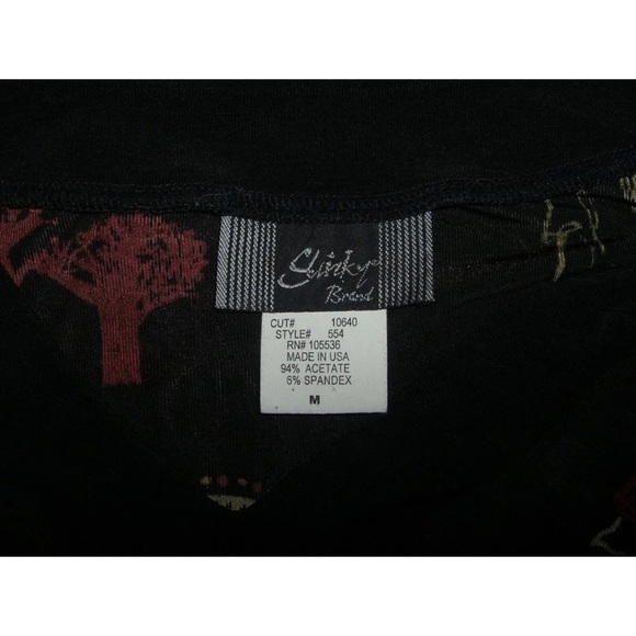 Vintage Top Slinky Brand African Safari Blouse Black USA Made Animal Soft Sz M - Picture 6 of 8